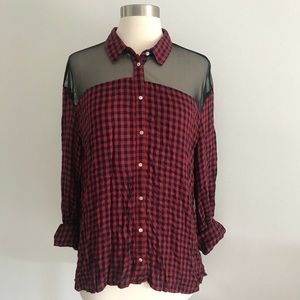 Zara plaid mesh top *worn only ONCE* for 3 hours*